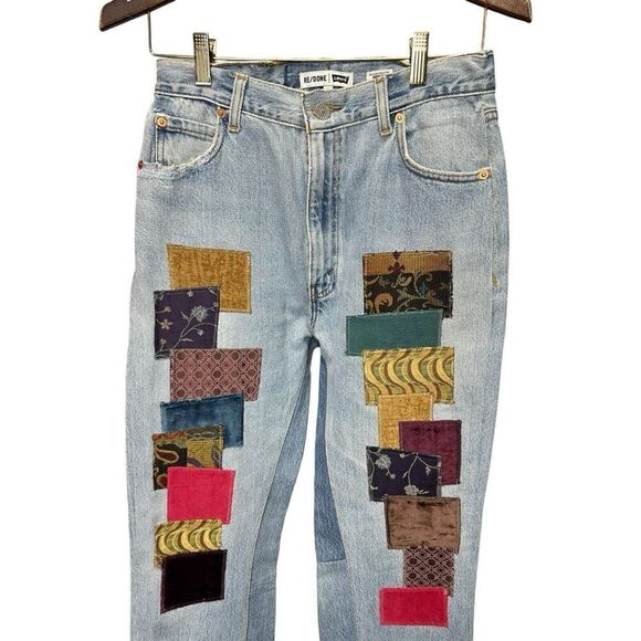 RE/DONE | Levi's 70s Loose Flare INDIGO PATCH Jeans Size 26 - Picture 4 of 16